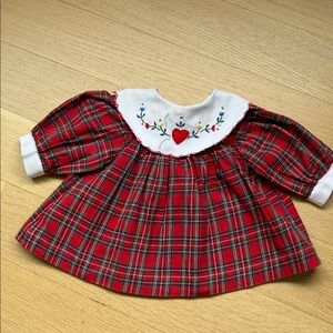 🎄Cradle Togs Toddler Girls Vintage Christmas Dress Red Velvet Lace Trim 0-6M